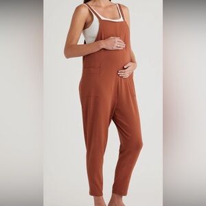 Storq cream maternity jumpsuit